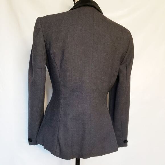 Rena Rowan Saville Wool Blazer Size 4 Velvet Collar Gray 4 Button Hour Glass - Picture 6 of 8
